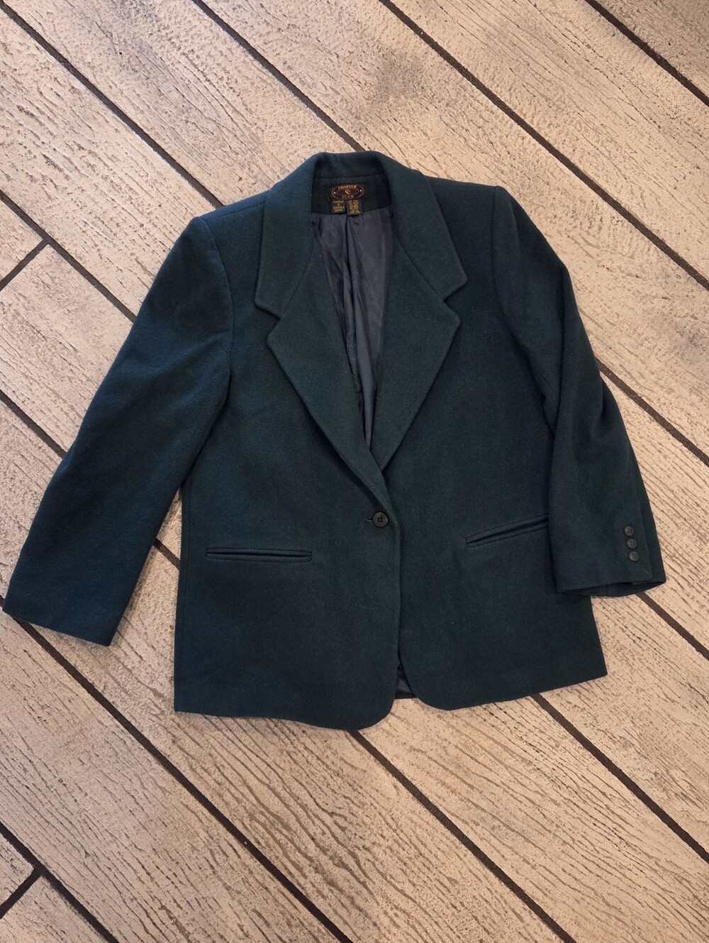Wool Blend Vintage Dark Green Women's Blazer Jacket